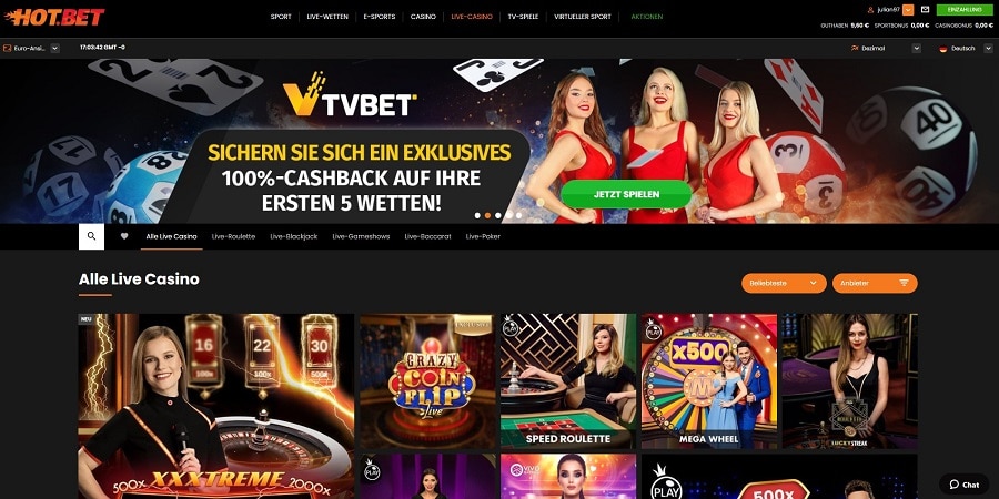 HotBet Casino Webseite aktuell